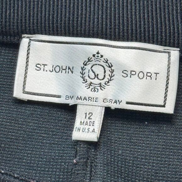 St. John Sport by Marie gray Pants Womens Size 12 Black High Rise Straight - Picture 8 of 9
